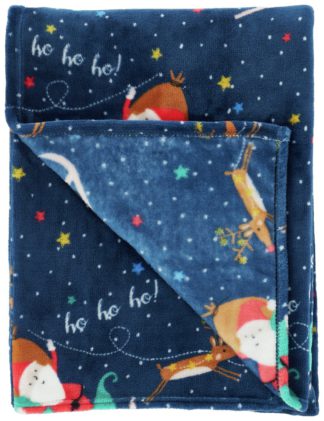 An Image of Catherine Lansfield Santas Wonderland Throw -Navy -130x170cm