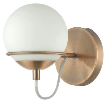 An Image of BHS Gustav Glass Round Wall Lamp - Gold