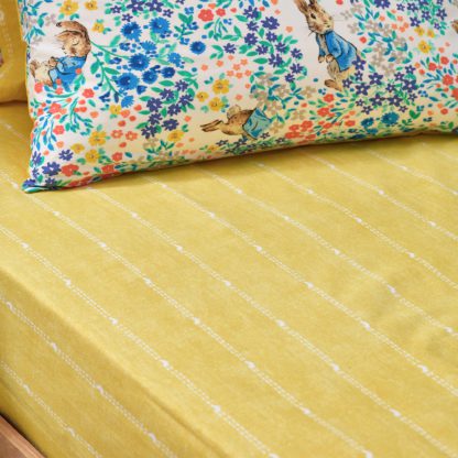 An Image of Peter Rabbit" Florelli Yellow Fitted Sheet Ochre