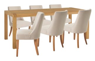 An Image of Habitat Radius Oak Dining Table & 6 Alec Cream Chairs