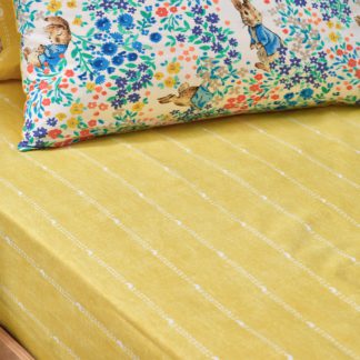 An Image of Peter Rabbit" Florelli Yellow Fitted Sheet Ochre