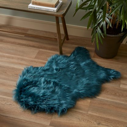 An Image of Faux Sheepskin Pelt Rug Black