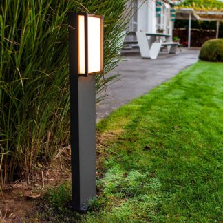 An Image of Lutec Qubo LED Bollard Light - Dark Grey