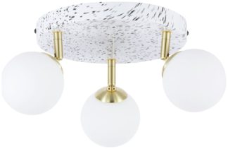 An Image of BHS Wilder Printed 3 Light LED Flush Ceiling Light - Gold