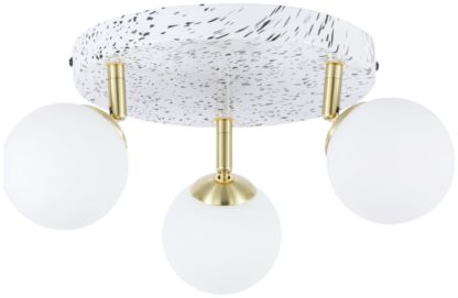 An Image of BHS Wilder Printed 3 Light LED Flush Ceiling Light - Gold