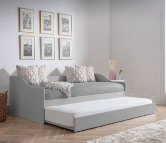 An Image of Elba Dove Grey Wooden Day Bed with Guest Bed Trundle Frame - 3FT Single
