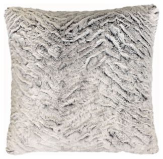 An Image of Catherine Lansfield Wolf Faux Fur Cushion - Natural -43x43cm