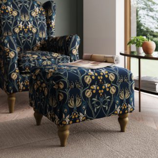 An Image of Oswald Navy Havisham Print Footstool With Storage Navy