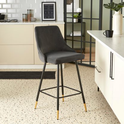 An Image of Ariana Bar Stool Velvet Bottle Green