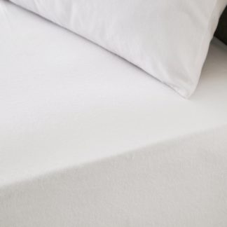 An Image of Plain Dyed White 100% Cotton 32cm Fitted Sheet White