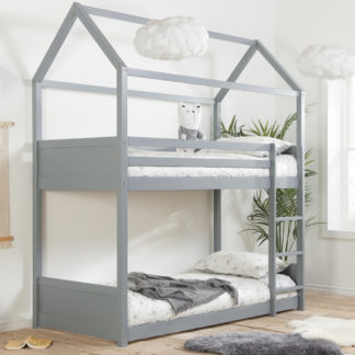 An Image of Home Grey Wooden Bunk Bed Frame - 3FT Single