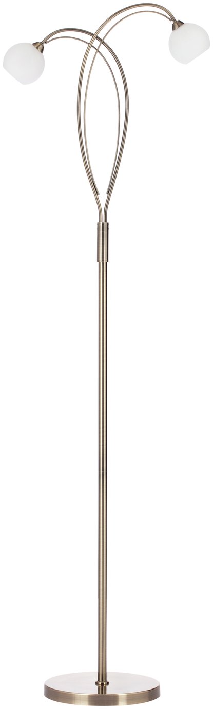 An Image of BHS Acacia 2 Light Floor Lamp - Brass