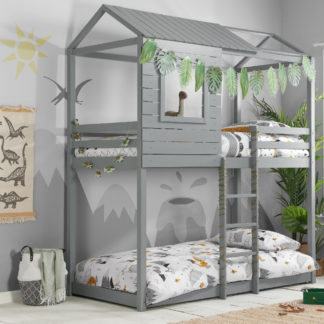 An Image of Adventure Grey Wooden Bunk Bed Frame - 3FT Single