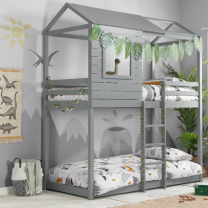 An Image of Adventure Grey Wooden Bunk Bed Frame - 3FT Single