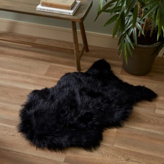 An Image of Faux Sheepskin Pelt Rug Black