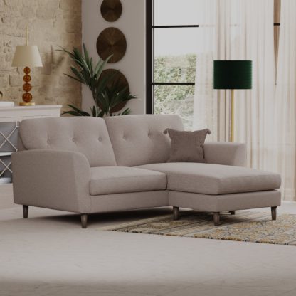 An Image of Sven Tonal Weave Corner Chaise Sofa Grey