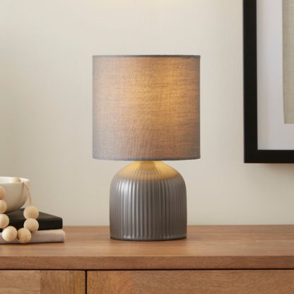 An Image of Hebe Ribbed Ceramic Table Lamp Cream