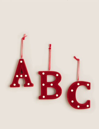 An Image of M&S Light Up Red Velvet Alphabet Decoration
