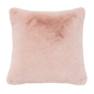 An Image of Faux Fur Rabbit Cushion - 45x45cm - Blush