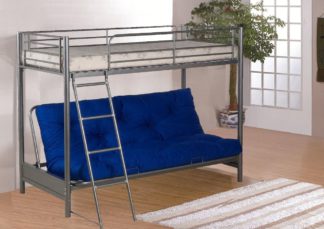 An Image of Alex Silver Metal Futon Bunk Bed Frame- 3FT Single Top and 4FT6 Double Bottom