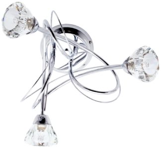 An Image of BHS Sagitarius Glass 3 Light Flush to Ceiling Light - Silver