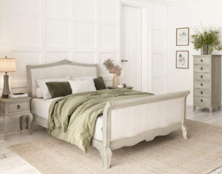 An Image of Willis & Gambier Camille Grey and White Wooden High Foot End Bed Frame - 6FT Super King Size