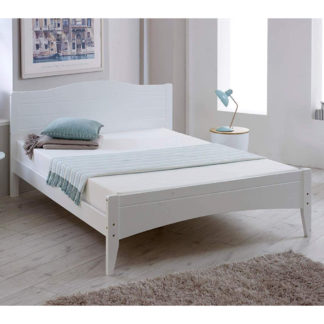 An Image of Lauren White Wooden Bed Frame - 5FT King