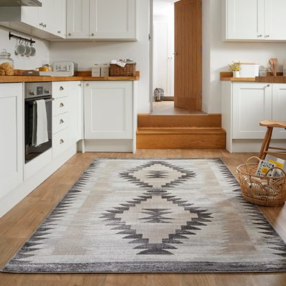 905531dcaac81a8f71b1fbdfd1a8cdd217fafe52473767c439d4a409346c52bd.jpg An Image of PractiRug Millie Washable Aztec Rug Grey