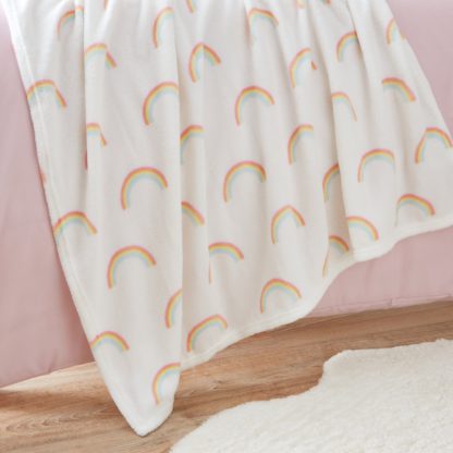 An Image of Rainbow Fleece Throw White