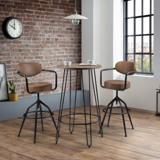 An Image of Dalston Dining Table with 2 Barbican Stools Mocha