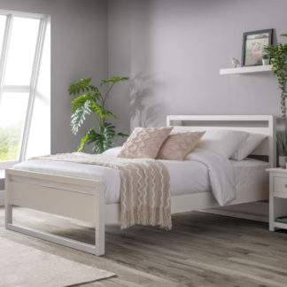 An Image of Venice White Wooden Bed Frame - 4FT6 Double