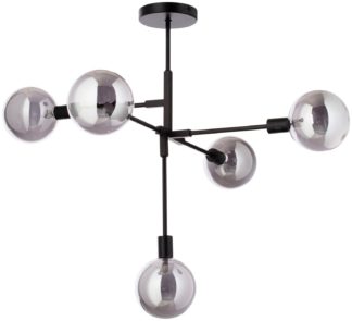 An Image of BHS Orbital Glass 5 Lights Ceiling Light - Black