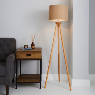 An Image of Jandia Wooden Tripod Natural Floor Lamp Natural