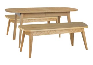 An Image of Habitat Etta Wood Veneer Dining Table & 2 Oak Benches