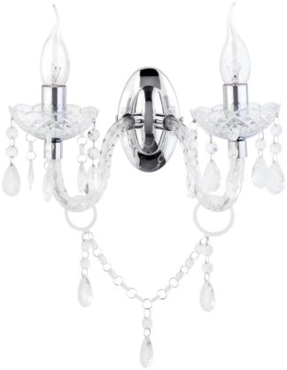 An Image of BHS Manon Glass 2 Light Chandelier Style Wall Light - Silver