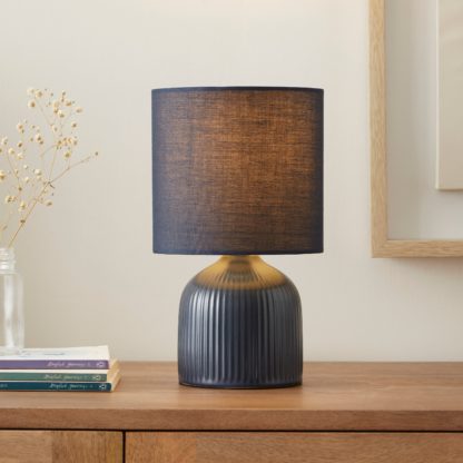 An Image of Hebe Ribbed Ceramic Table Lamp Cream