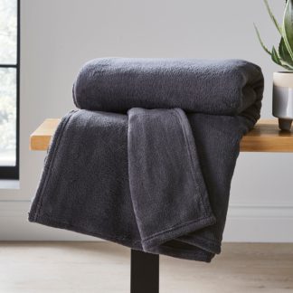 An Image of Supersize 230cm x 240cm Fleece Throw Graphite (Grey)