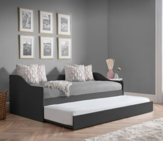 An Image of Elba Anthracite Wooden Day Bed with Guest Bed Trundle Frame - 3FT Single