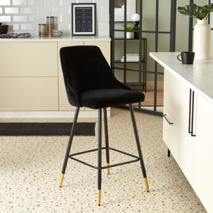 An Image of Ariana Bar Stool Velvet Bottle Green