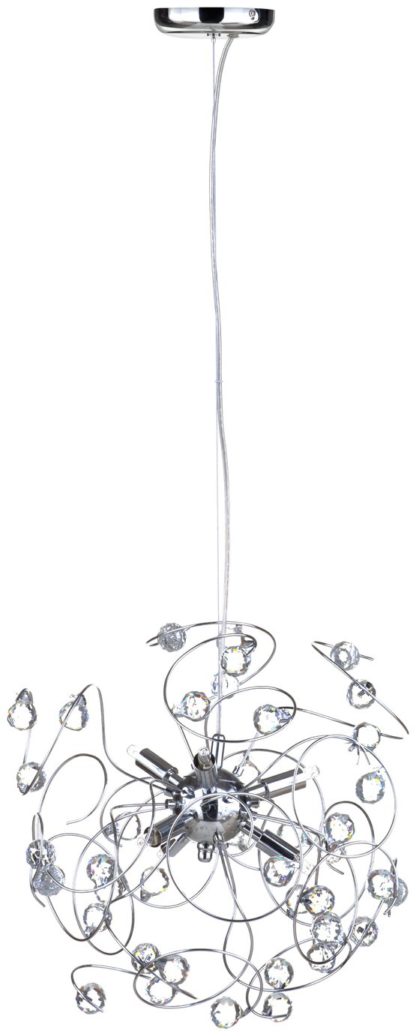 An Image of BHS Flora 6 Light Multi Arm Pendant Ceiling Light - Chrome