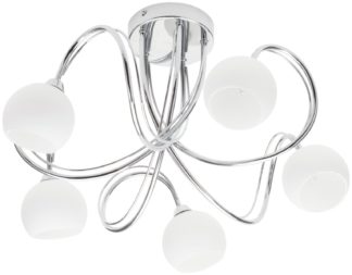 An Image of BHS Acacia Glass 5 Light Flush to Ceiling - Silver