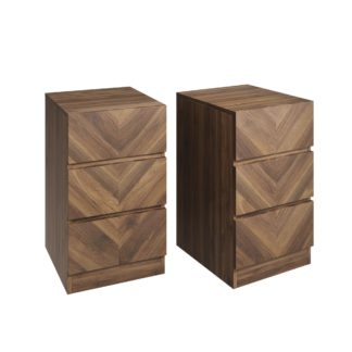 An Image of Taranto Pair of 3 Drawer Bedsides Walnut Walnut (Brown)