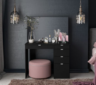 An Image of Ava Black Wooden 5 Drawer Dressing Table