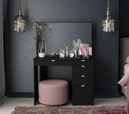 An Image of Ava Black Wooden 5 Drawer Dressing Table