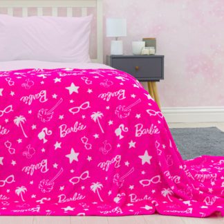 An Image of Barbie Fleece Patterned Throw - Pink - 150X100cm
