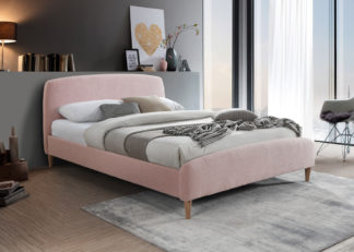 An Image of Otley Pink Fabric Bed Frame - 5ft King Size