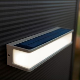 An Image of Lutec Doblo Solar Powered LED Wall Light - Dark Grey