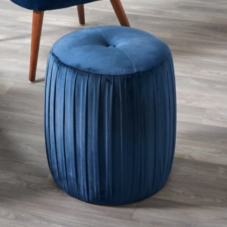 An Image of Bibbiana Velvet Pouffe Blue