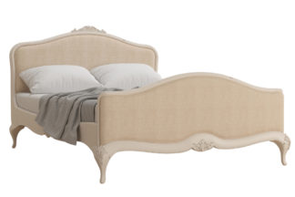 An Image of Willis & Gambier Ivory Fabric and Wooden Bed Frame - 5FT King Size