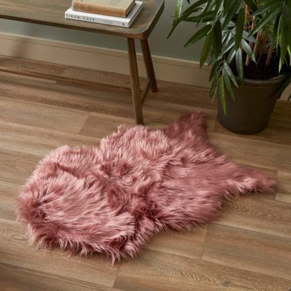 An Image of Faux Sheepskin Pelt Rug Black